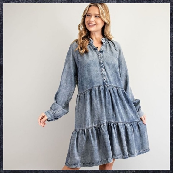 easel | Dresses | Easel Ultra Lightweight Super Soft Stone Wash Denim ...
